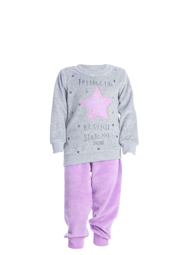 DREAMS velvet pajamas in gray with glitter.
