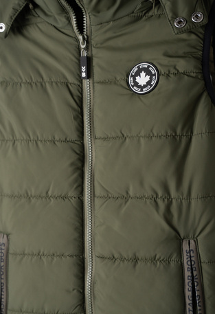 Μπουφάν αμάνικο HASHTAG σε χακί χρώμα.