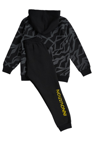 SPRINT tracksuit set in black with all over embossed print.