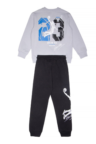 Seasonal set SPRINT round neck tracksuit in light gray and black.