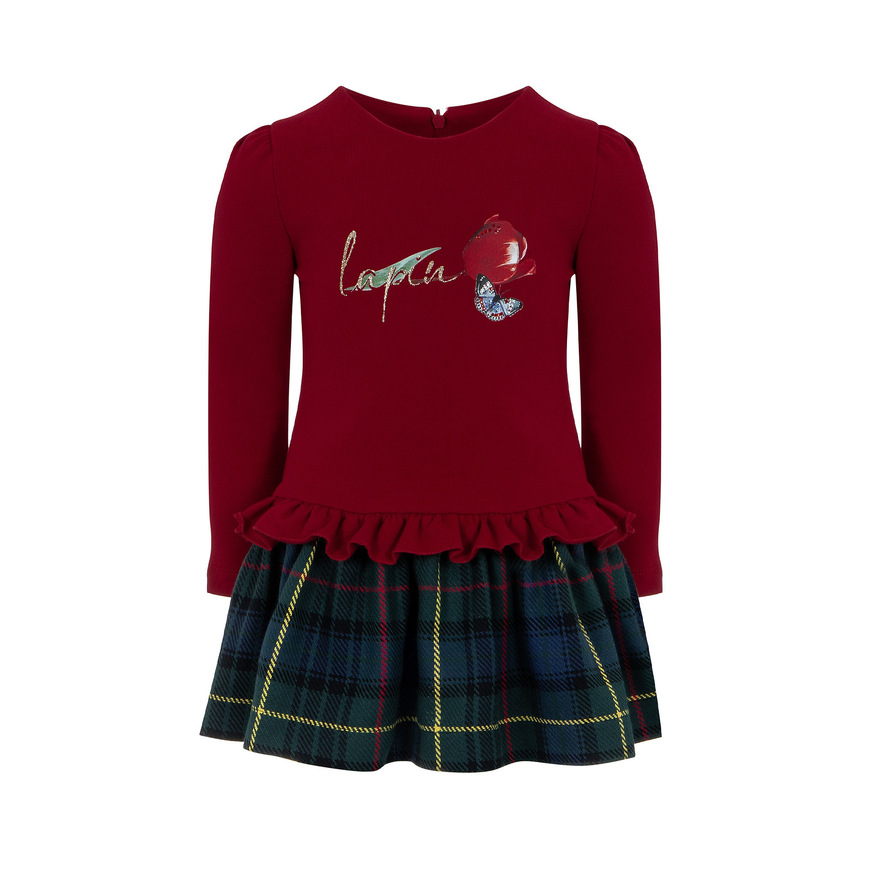 Φόρεμα LAPIN HOUSE σε κόκκινο χρώμα με καρό σχέδιο. 