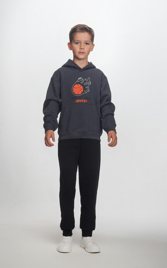 Σετ φόρμας JOYCE με κουκούλα σε ανθρακί-μαύρο χρώμα.