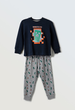 Πιτζάμα HOMMIES σε μπλε σκούρο-γκρι χρώμα με all over τύπωμα.