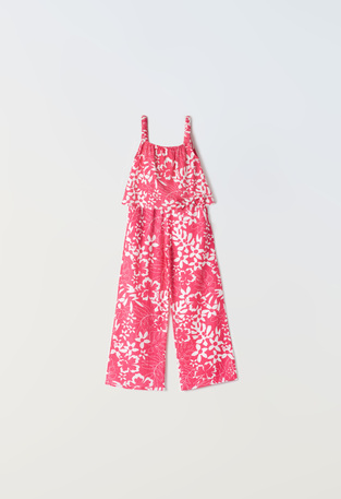 EBITA pants set in fuchsia color with floral print.