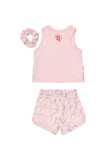 Σετ σορτς SPRINT σε χρώμα ροζ ανοιχτό με ασορτί λάστιχο για τα μαλλιά.