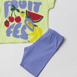 TRAX cycling tights set in lime color with embossed fruit print.