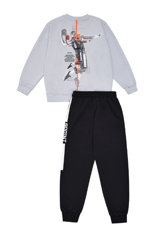 SPRINT seasonal tracksuit set in ice gray with black.