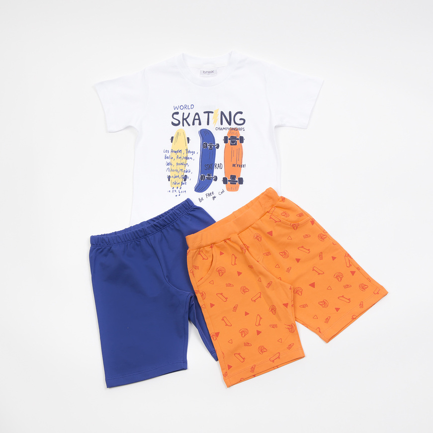 Set of 3 pcs. TRAX, printed top, roux blue shorts and printed shorts.