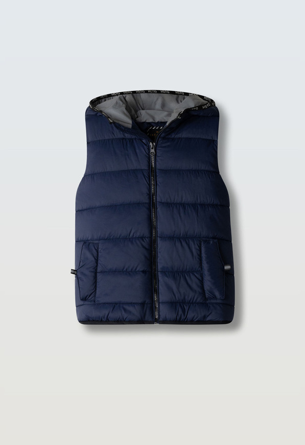 Μπουφάν αμάνικο HASHTAG σε χρώμα μπλε σκούρο.