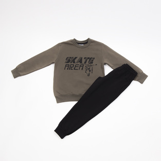 TRAX tracksuit set in khaki color with "SKATE AREA" print.