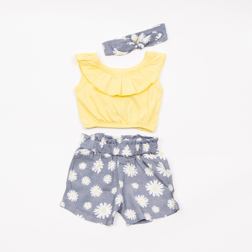 Set of fabric shorts TRAX in yellow color with ribbon.