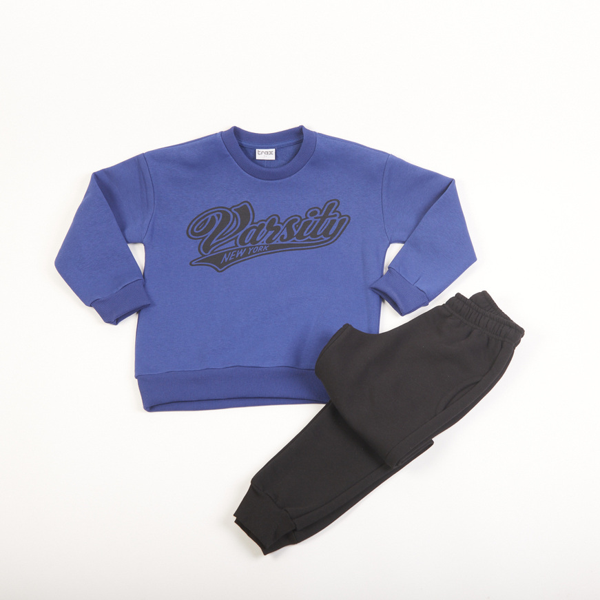 Σετ φόρμας TRAX με λαιμόκοψη σε ραφ με μαύρο χρώμα.