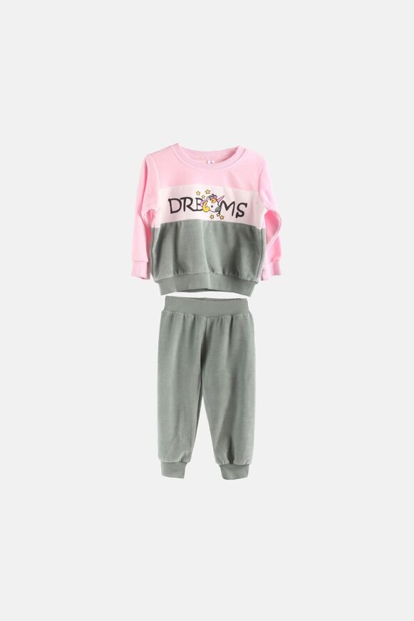 DREAMS velor pajamas in pink with an embossed unicorn print.
