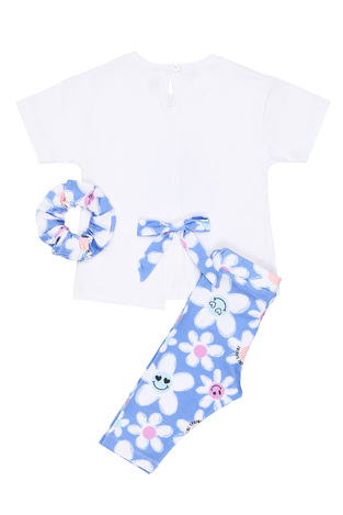 SPRINT leggings set in white with dark blue and matching hair elastic.