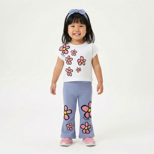 TRAX leggings set in white with lilac color and matching hair ribbon.