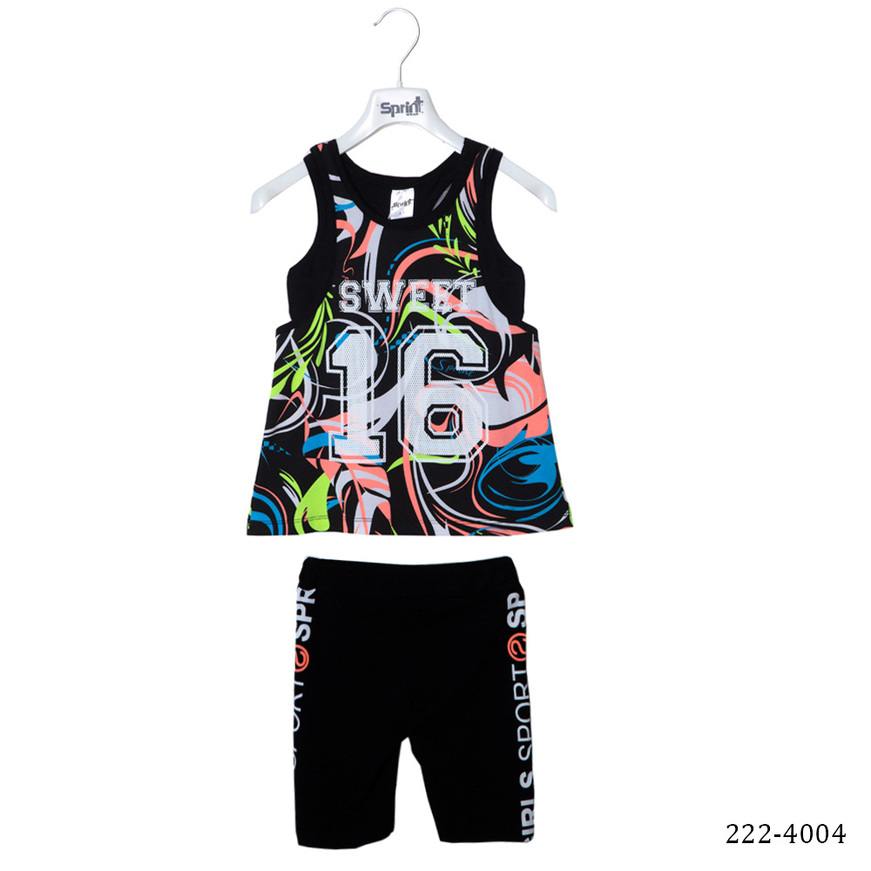 Set of 3 pcs. SPRINT, colorful sleeveless top, bustier and cycling leggings.