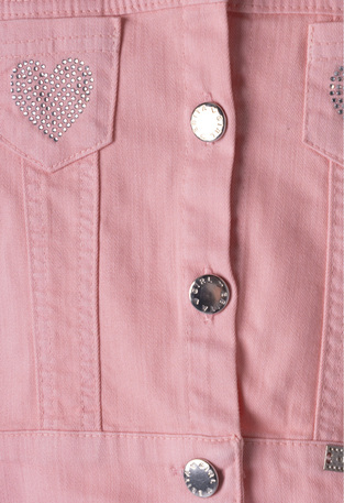 EBITA denim jacket in pink with rhinestones.