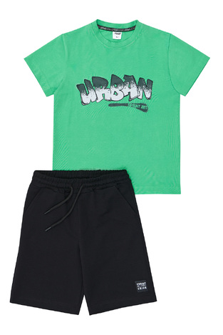 Sprint blouse and shorts set in green-black.