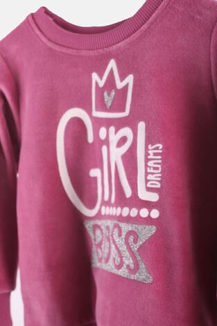 Πιτζάμα βελουτέ DREAMS σε χρώμα βιολετί με το λογότυπο "GIRL BOSS".