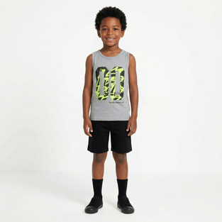 TRAX sleeveless blouse and shorts set in gray-black.