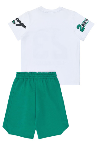 Σετ μπλούζα με βερμούδα SPRINT, σε λευκό με πράσινο χρώμα.
