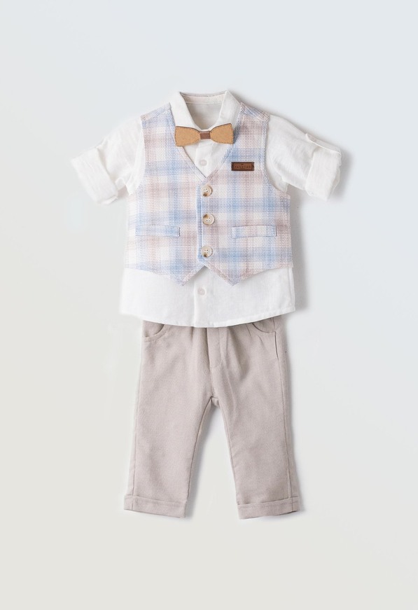 Σετ 3 τεμ. HASHTAG, με γιλέκο. πουκάμισο με μακρύ μανίκι, παντελόν και αποσπώμενο παπιγιόν.