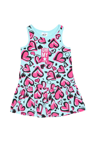 SPRINT macho dress in light blue with all over heart print.