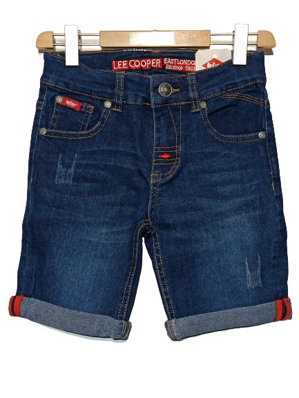 LEE COOPER bermuda shorts in blue stonewashed stretch denim.