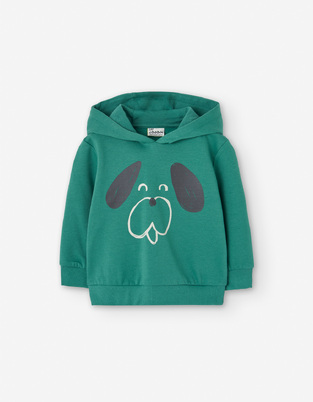 LOSAN sweatshirt in green color, with hood.