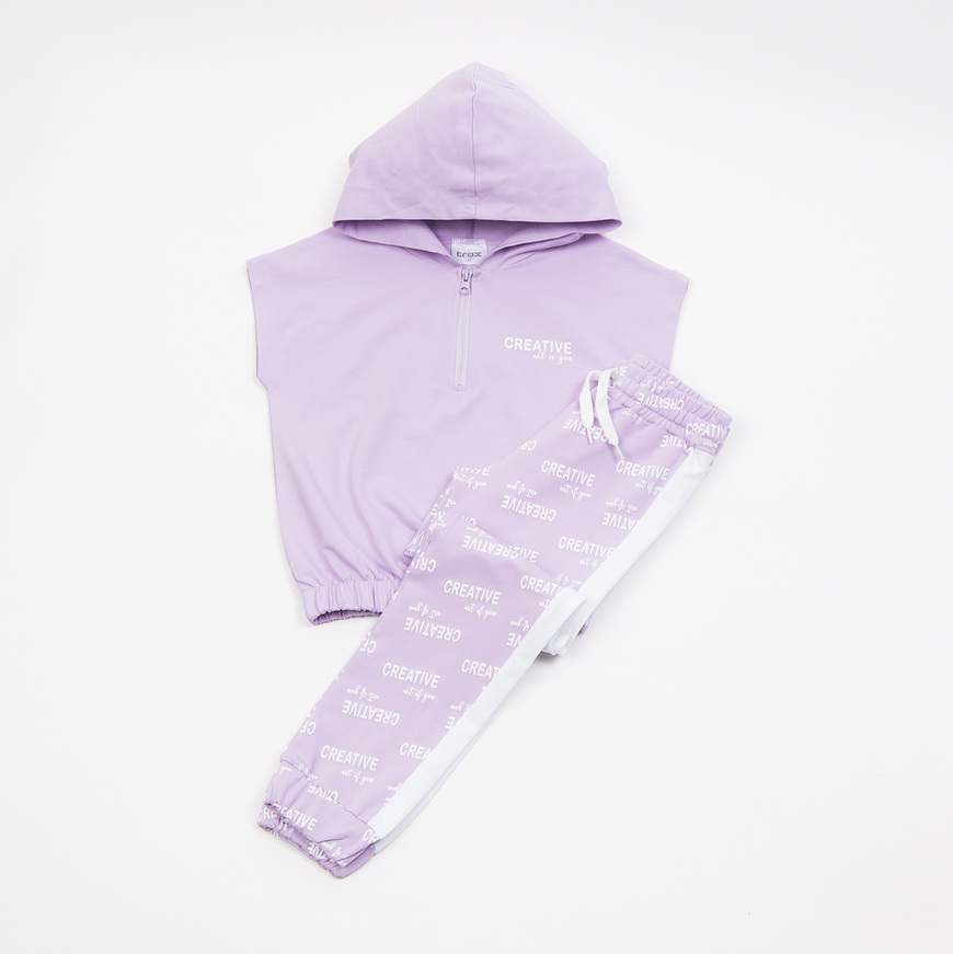 TRAX seasonal set, hoodie and pants in lilac color.