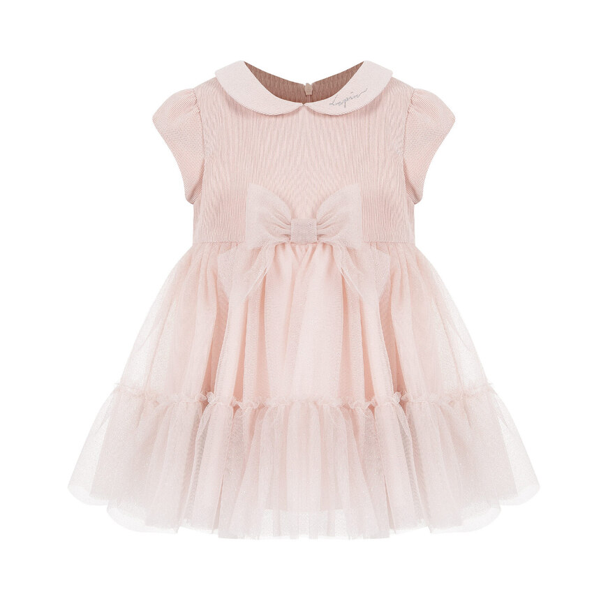 LAPIN HOUSE tulle dress in pink color decorated with glitter.