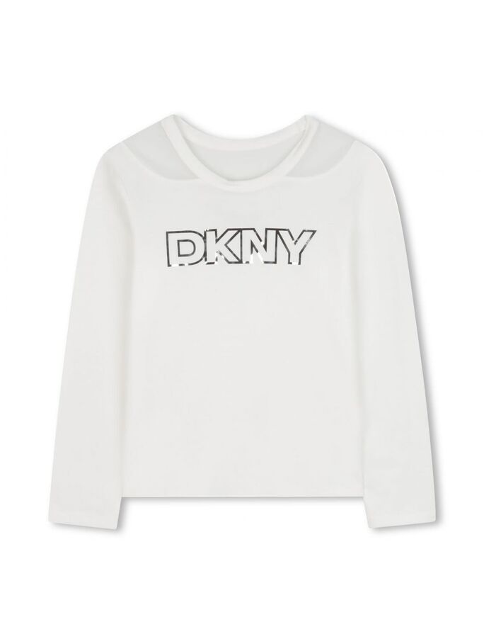 Μπλούζα D.K.N.Y. σε χρώμα λευκό με μεταλλικό λογότυπο.