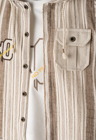 Σετ 3 τμχ. βερμούδα HASHTAG πουκάμισο με ριγέ σχέδιο, μπλούζα και βερμούδα.