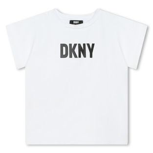 Μπλούζα βαμβακερή D.K.N.Y. σε λευκό χρώμα με ανάγλυφο λογότυπο στο μπροστινό μέρος.