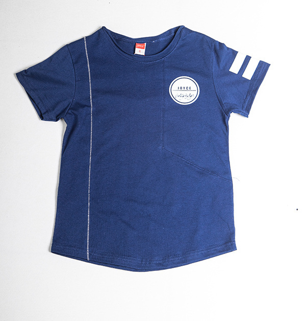 JOYCE t-shirt in blue color with white stripes detail.