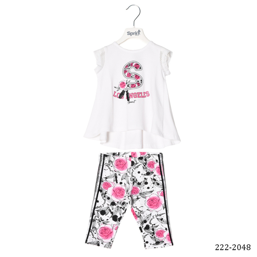 Set of SPRINT leggings, printed top and floral capri leggings.