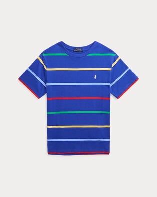 POLO RALPH LAUREN blouse in roux blue with colorful striped design.