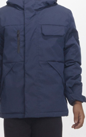 JOYCE jacket in blue with built-in hood.