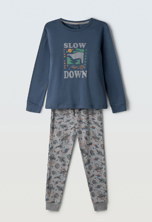 HOMMIES pajamas with matching sleep mask in gray raff.