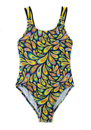 TORTUE one-piece swimsuit with colorful printed design.