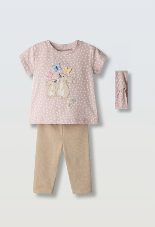 Σετ κολάν κάπρι ΕΒΙΤΑ σε χρώμα ροζ σκούρο με ασορτί κορδέλα.