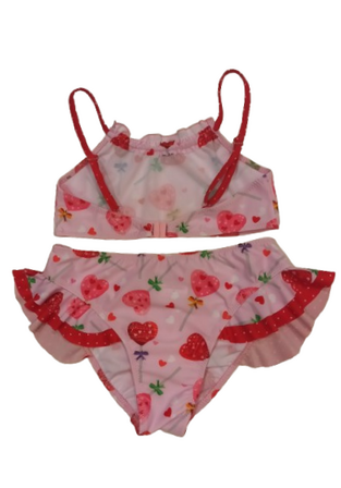CROOLita bikini swimsuit in light pink with all-over heart print.