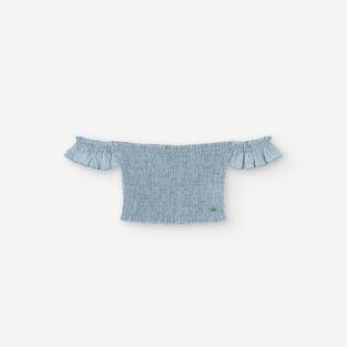 LOSAN top blouse in blue stonewashed denim color.