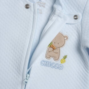 CHICCO quilted bodysuit in siel color.