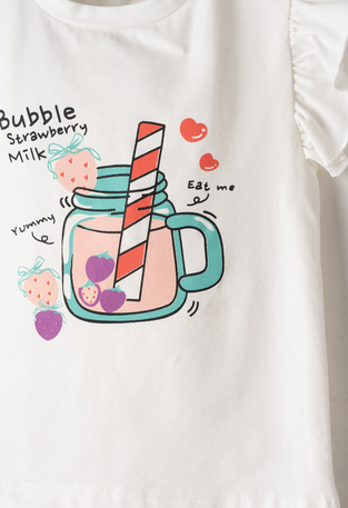 EVITA leggings set in white with pink and matching ribbon.