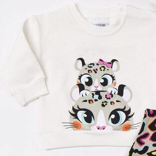 TRAX leggings set in ecru with animal print.