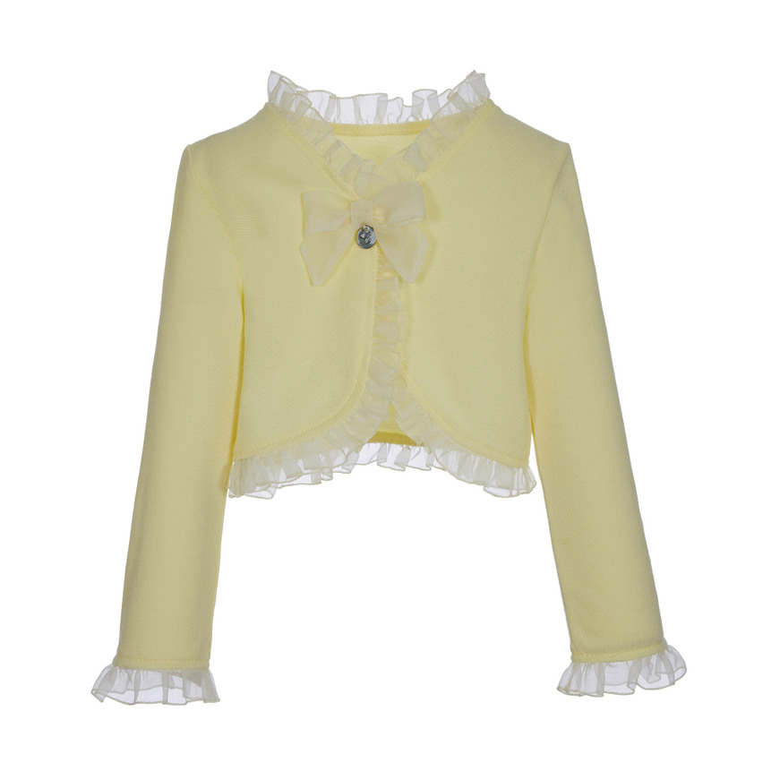 LAPIN HOUSE pique jacket with tulle trim in yellow color.