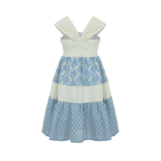 Φόρεμα LAPIN HOUSE σε χρώμα εκρού με σιέλ σκούρο.