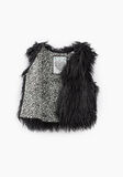 IKKS sleeveless vest made of long faux fur in charcoal gray color.