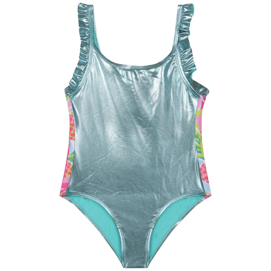BILLIEBLUSH full body swimsuit metallic in petrol color.